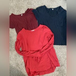 Women's Casual Short and Long Sleeve Tops - Red, Burgundy, Navy